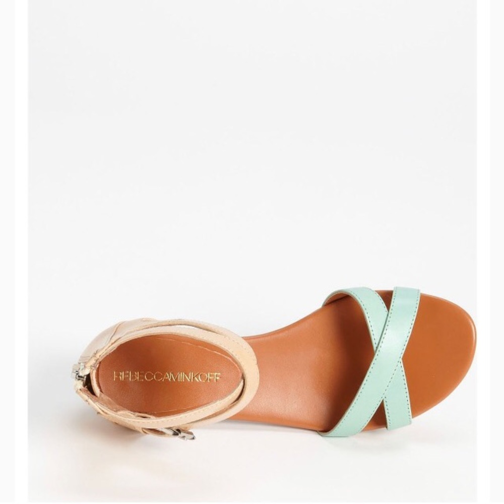 Rebecca Minkoff Bettina Sandals, sz 8, teal/tan